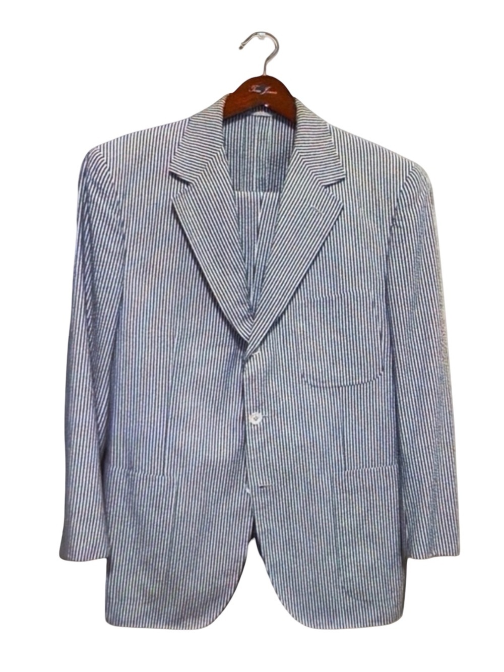 Alan NY Men’s Blue White Seersucker Suit | Summer Classic | Southern Charm